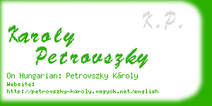karoly petrovszky business card